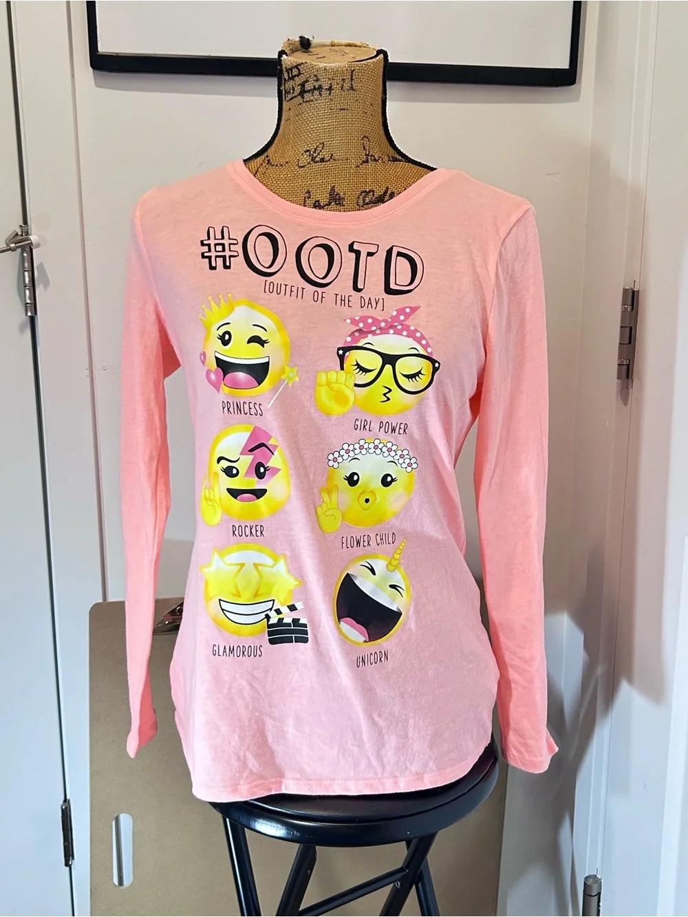 The Children's Place Pink #OOTD Emoji Long Sleeve Tee
